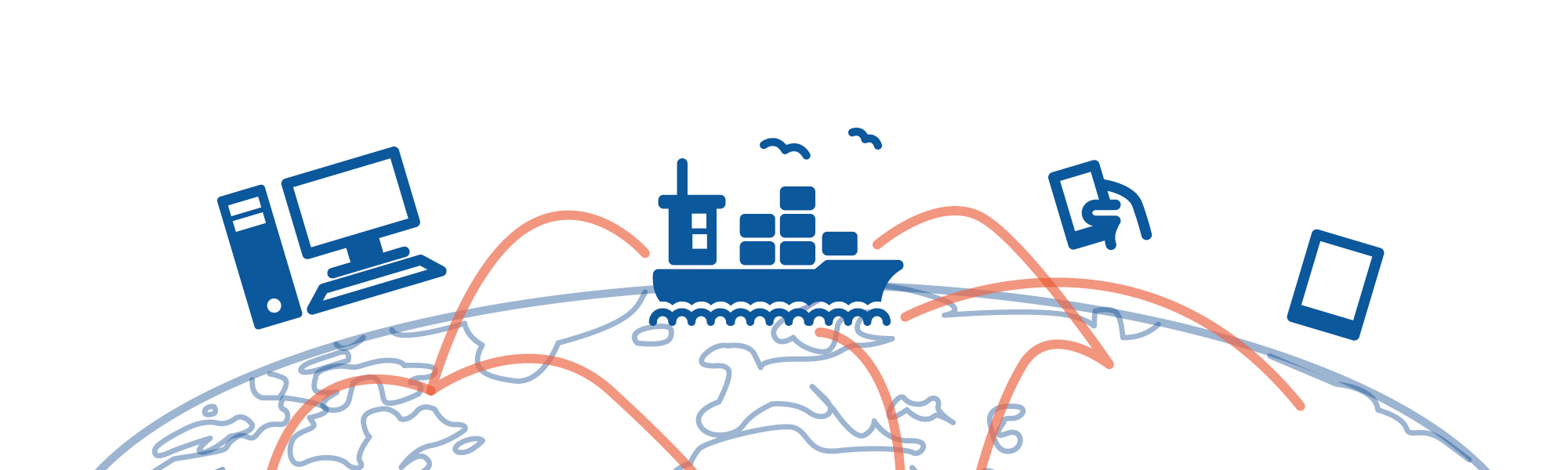 symbolic shipping world map graphic